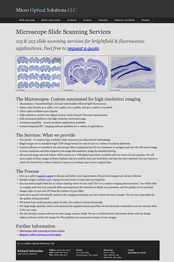 Micro Optical Solutions Website